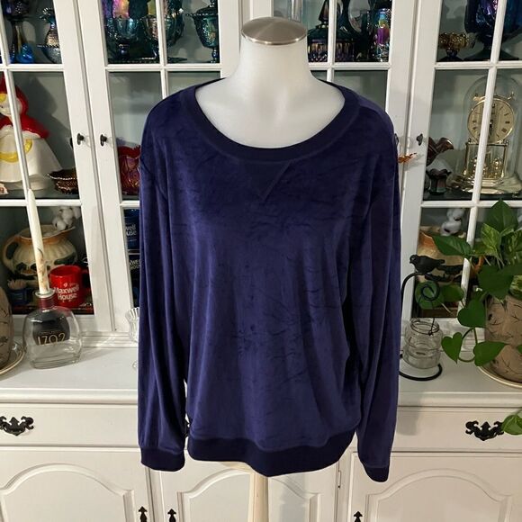 Honeydew Soft Velour Crewneck Top Dark Purple Sz XL - Picture 1 of 8